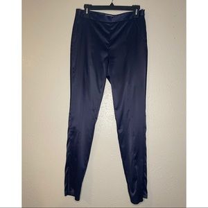 Chelsea28 Navy Blue Satin Slim Ankle Zip P…